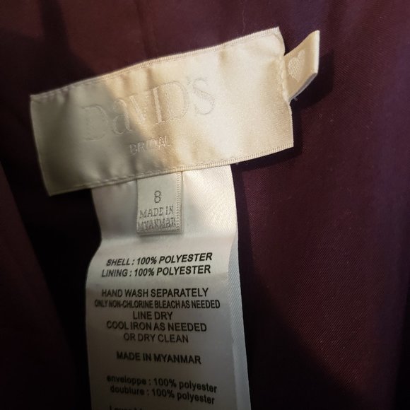 David's Bridal Bridesmaids Dress PLUM Size 8 - Picture 3 of 4
